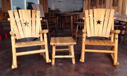 Carmine's outdoor wooden rockers